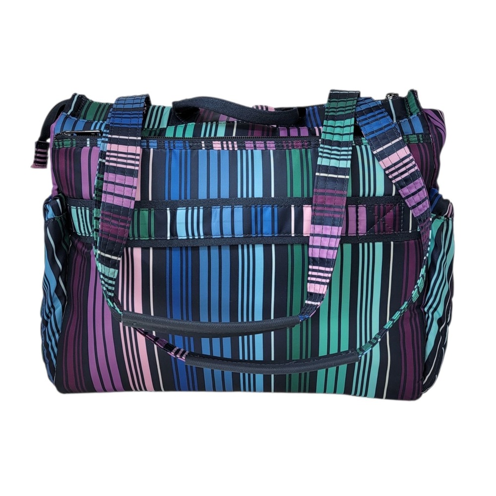 LUG Soprano Tote Bag Brushed Marina Love Stripe Multi RFID Organizer Top Handles - Picture 4 of 16